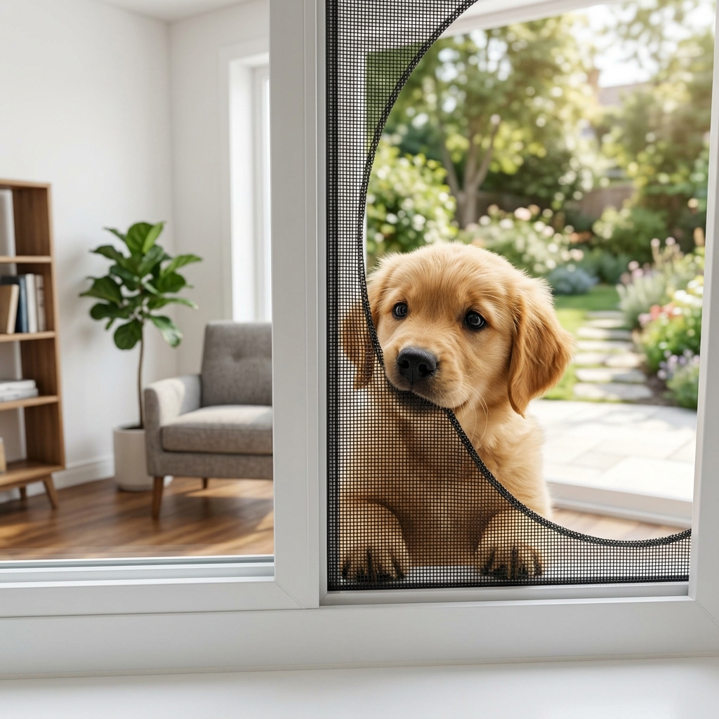 Mosquitero reforzado para mascotas con perro